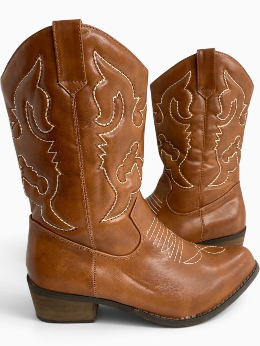 SheSole Brown Faux Leather Embroidered Cowboy Western Cowgirl Boots Women's 8.5